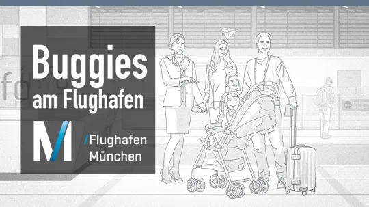 Kinderwägen und Buggies am Flughafen München