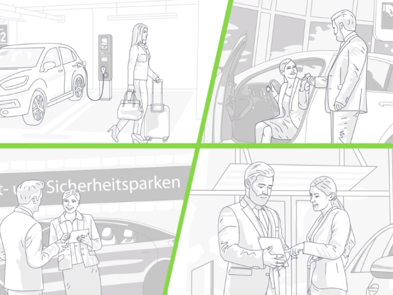 Video über Elektroladestellplätze am Flughafen München